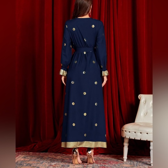 Shein Najma Caftan Dress Abaya Thobe Tie Waist Maxi Dress- Sz L - New - Picture 2 of 7